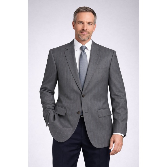 Ermenegildo Zegna Traveller Australian Wool Brown Pinstripe Suit Jacket NWT 44R